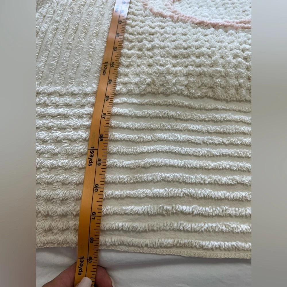 1950s Vintage Cotton Chenille Lamb Baby Blanket 62x39